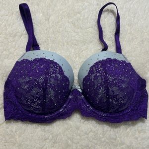 Tried on-Victoria’s Secret Grey/Purple Lace Rhinestone Detail Bra - Size 34D